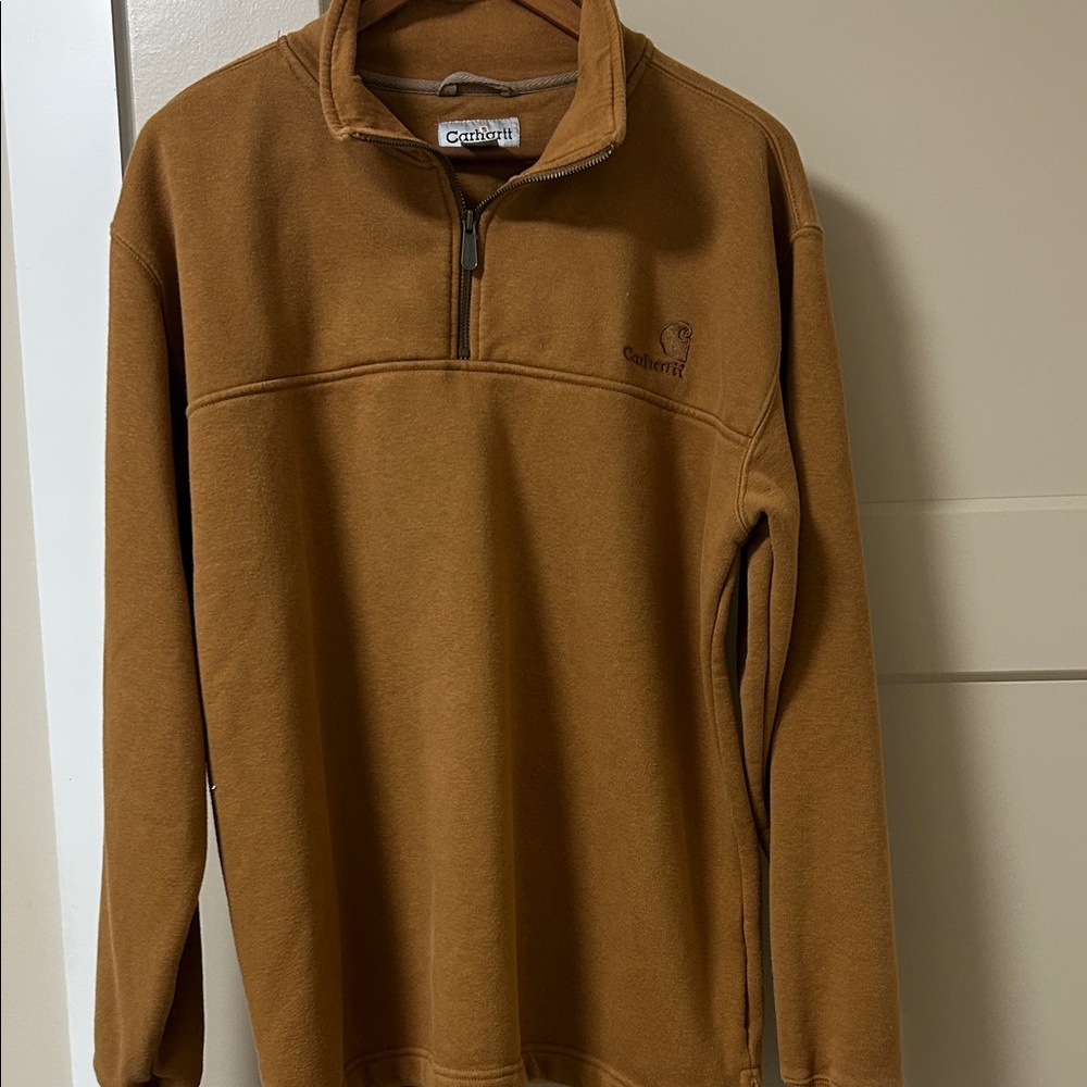 Carhartt Men's Tan 1/4 Zip-Up Fleece Size Medium. RN 14806.  Warm and thick